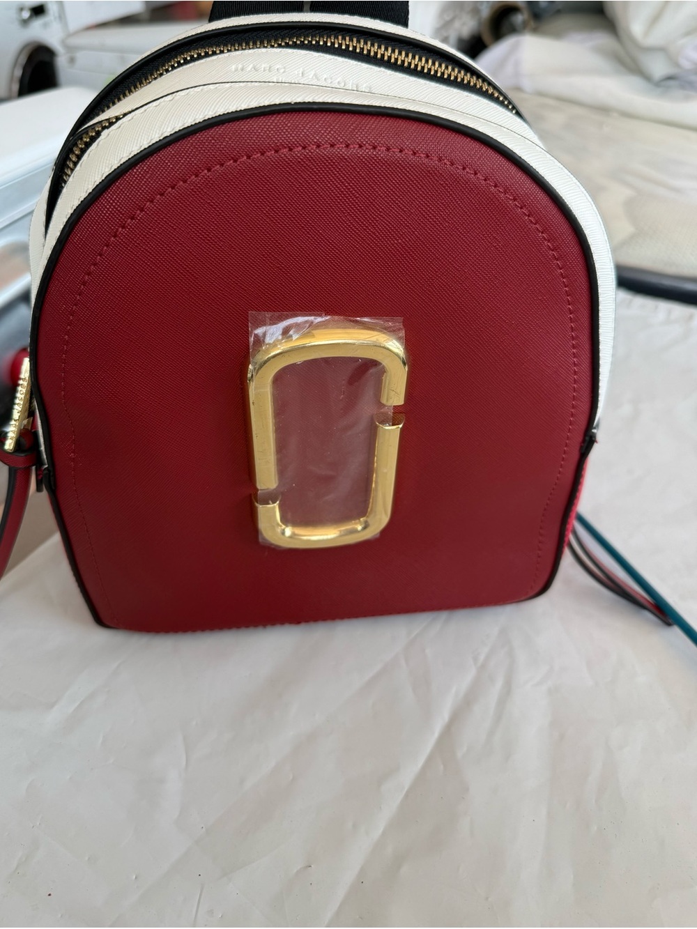 “NWT$325” Marc Jacobs Leather Backpack - Maroon/White/Red
